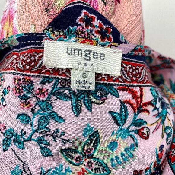 Umgee Pink Floral Dress Small Baby Doll Fairy Whimsy Goth Boho Peasant Milkmaid - Picture 12 of 13